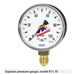 德国wika威卡 611.10.050 膜盒式压力表  WIKA膜盒式压力表611.10