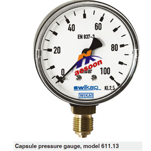 德国wika威卡611.13.050膜盒式压力表